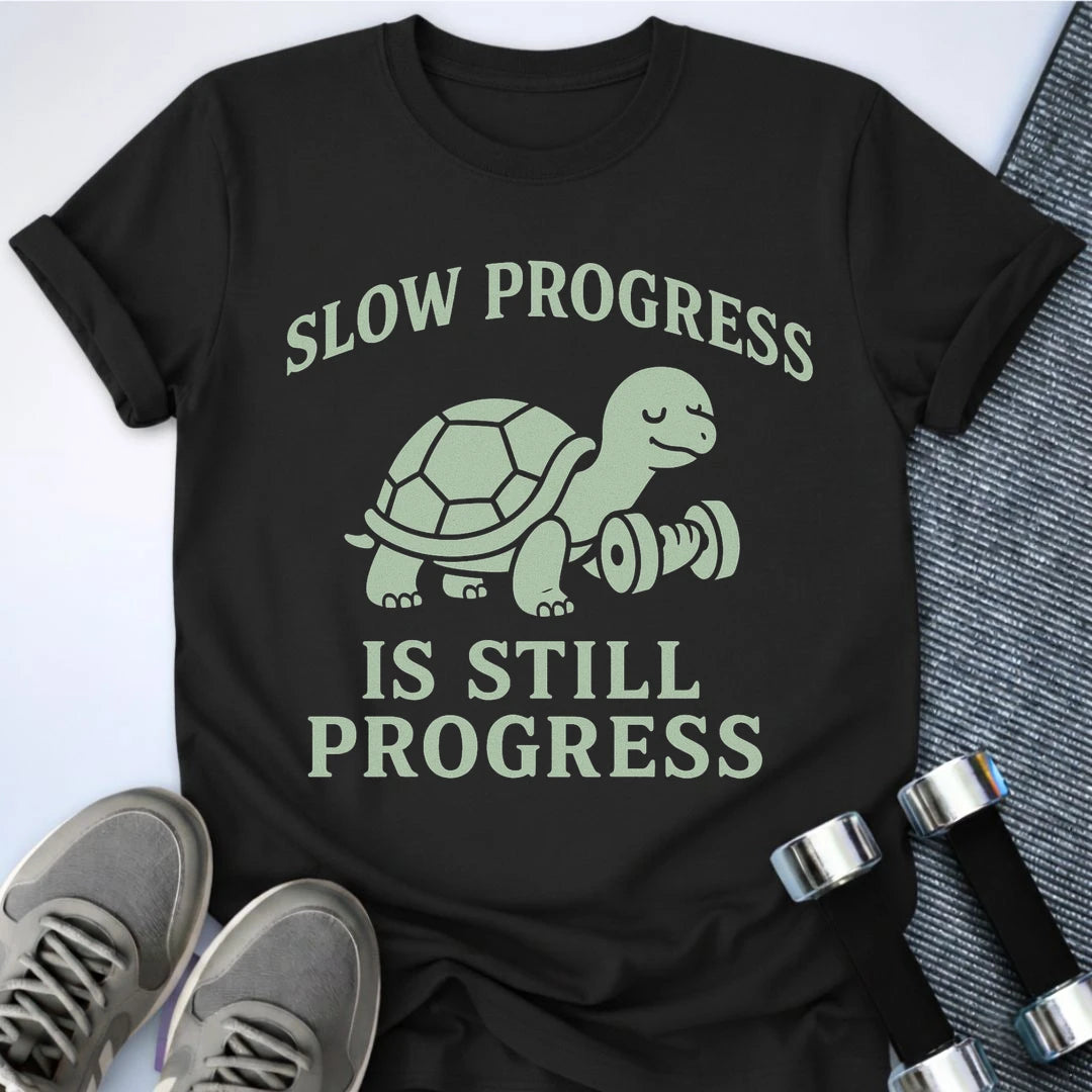 Printify T-Shirt Black / S Progress is Progress - T-Shirt