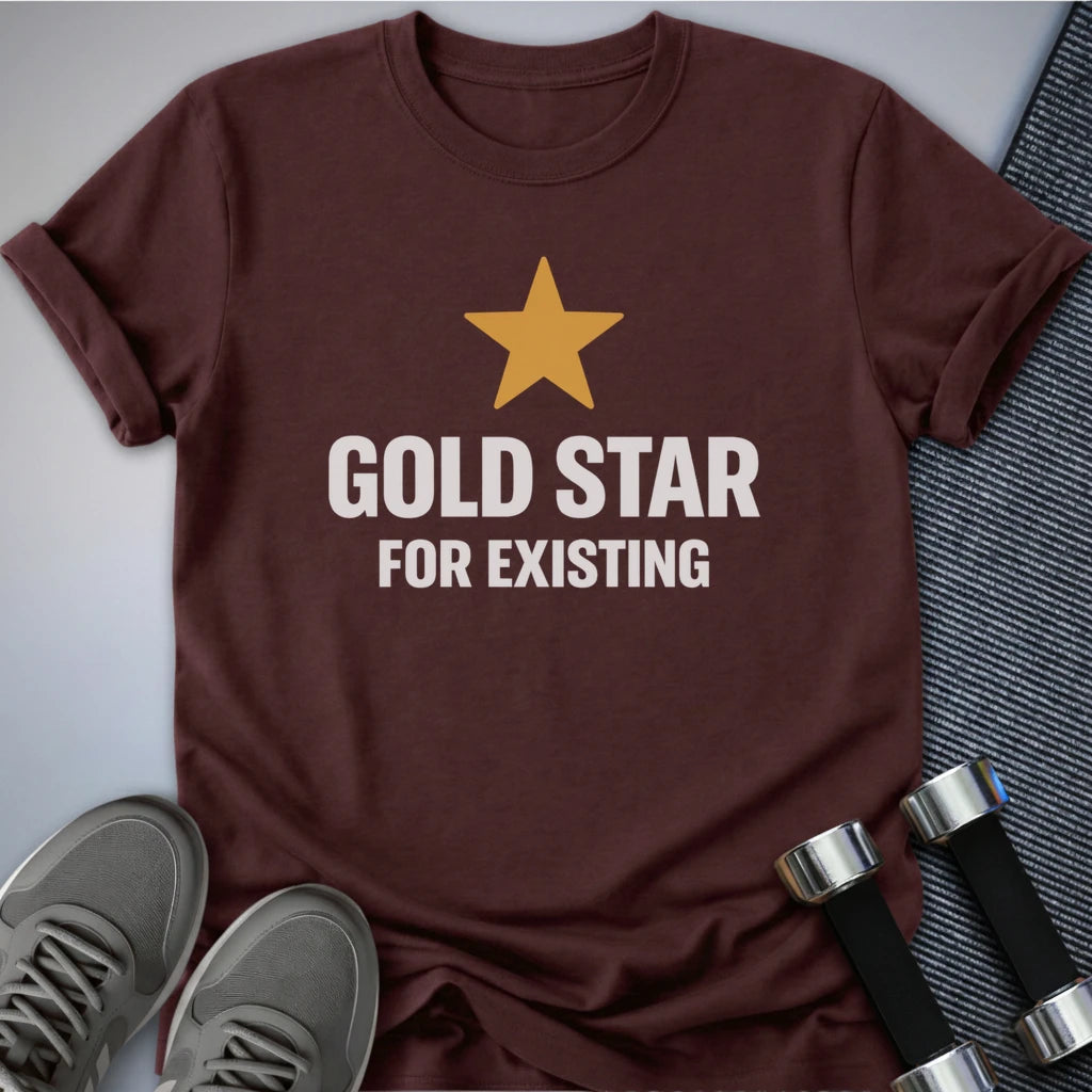 Printify T-Shirt S / Maroon Gold Star Existing T-Shirt
