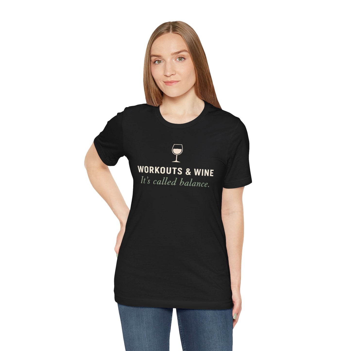Printify T-Shirt Workouts & Wine T-Shirt