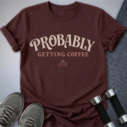 Printify T-Shirt Maroon / S All About Coffee T-Shirt
