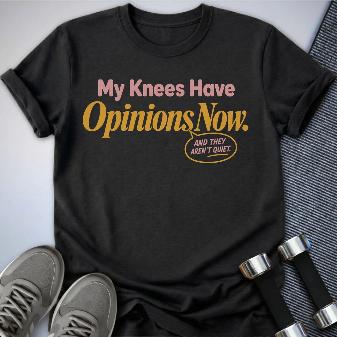 Printify T-Shirt S / Dark Grey Heather My Knees Have Opinions T-Shirt