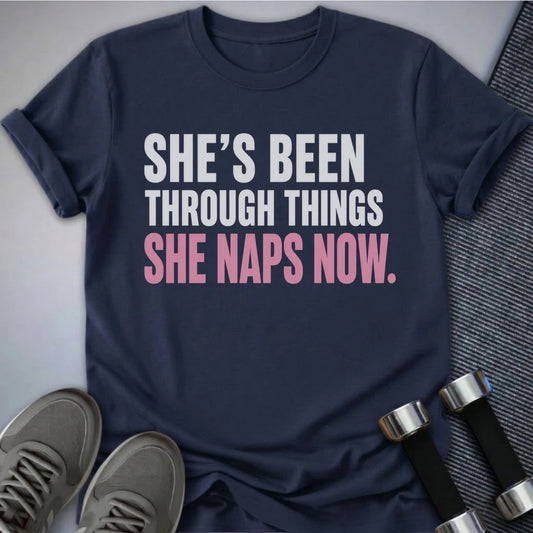Printify T-Shirt S / Navy She Naps Now T-Shirt