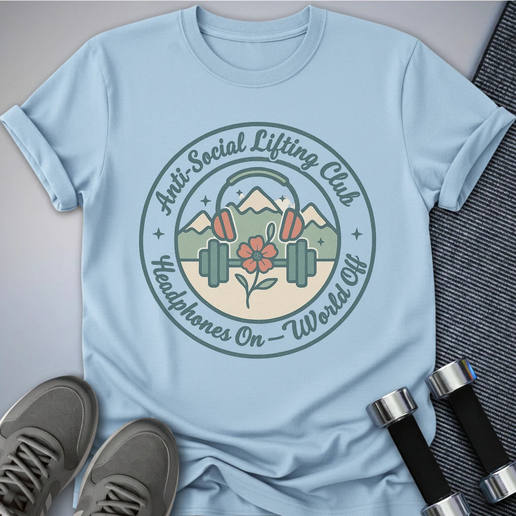 Printify T-Shirt Light Blue / S Headphones On, World Off T-Shirt