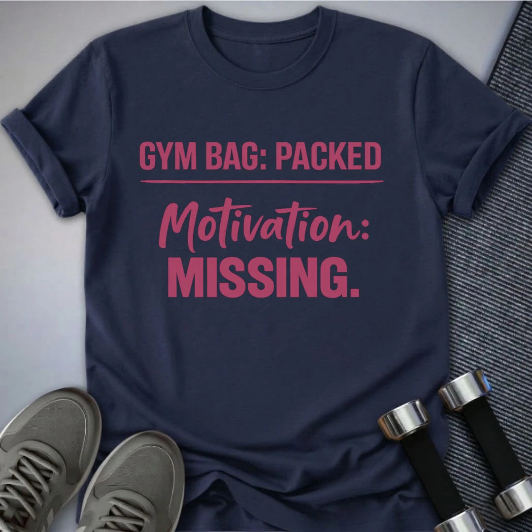 Printify T-Shirt Navy / S Gym Bag Packed T-Shirt
