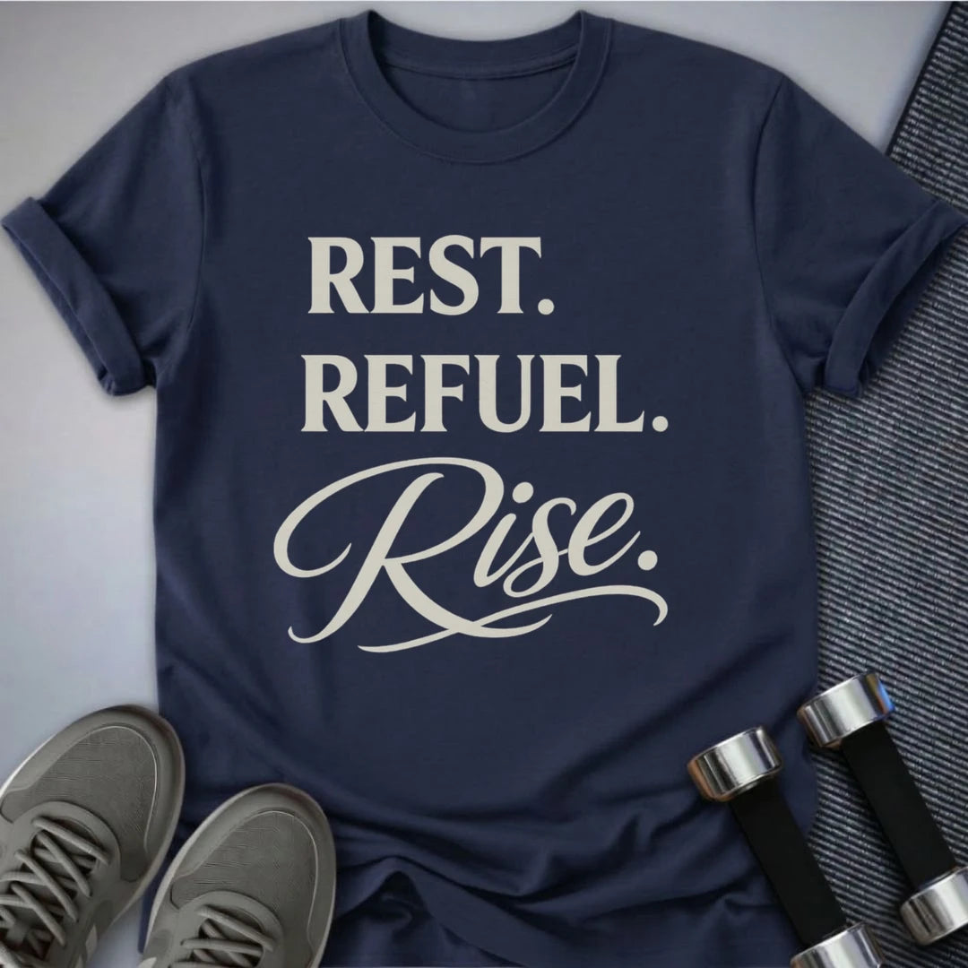 Printify T-Shirt Navy / S Rest & Rise T-Shirt