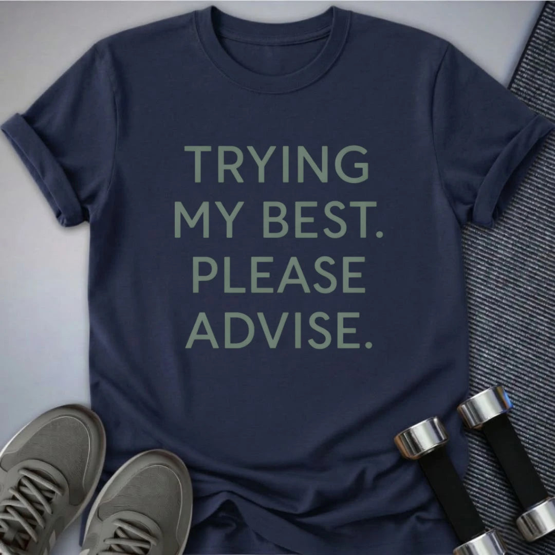 Printify T-Shirt Navy / S Trying My Best T-Shirt