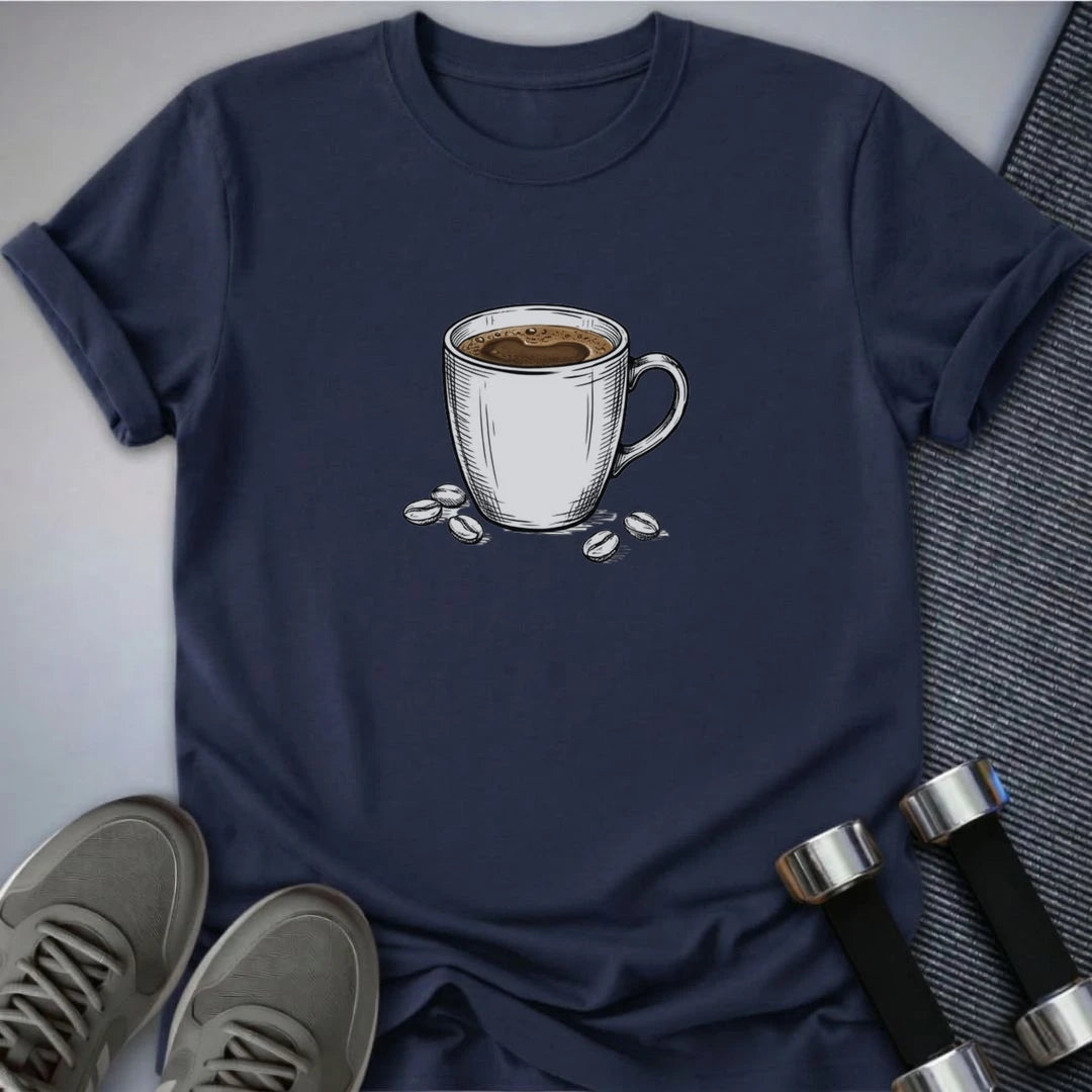 Printify T-Shirt S / Navy Coffee Please T-Shirt