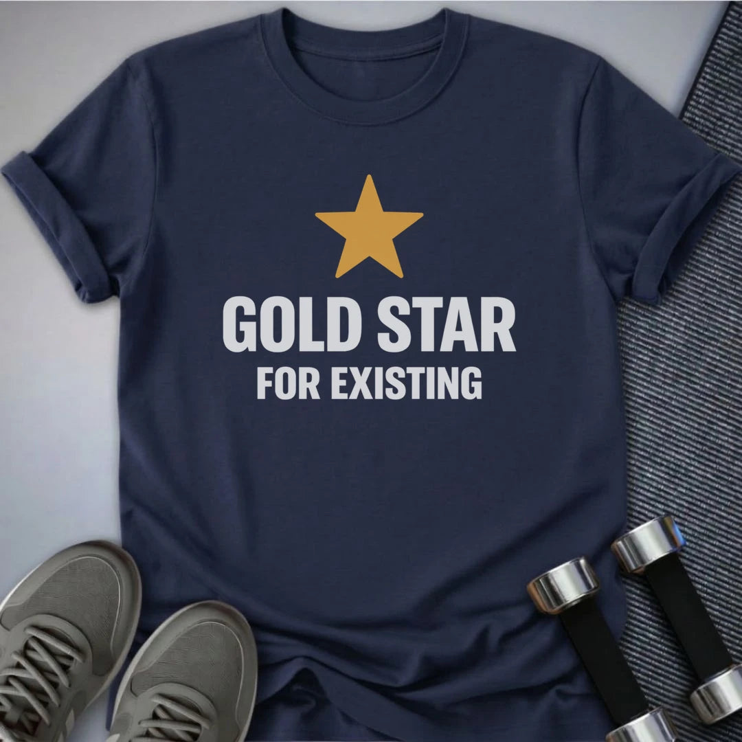 Printify T-Shirt S / Navy Gold Star Existing T-Shirt