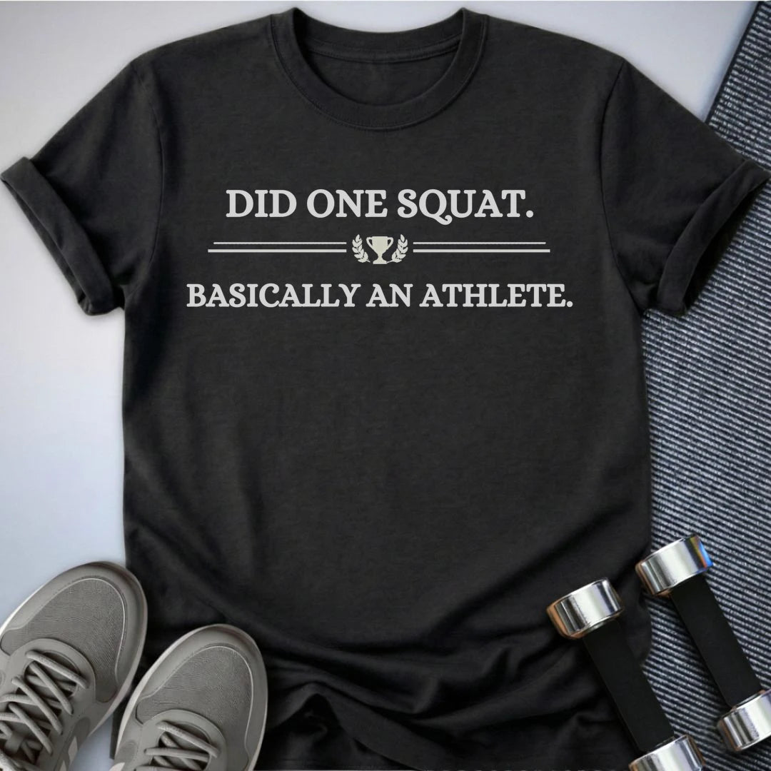 Printify T-Shirt S / Dark Grey Heather Basically An Athlete T-Shirt