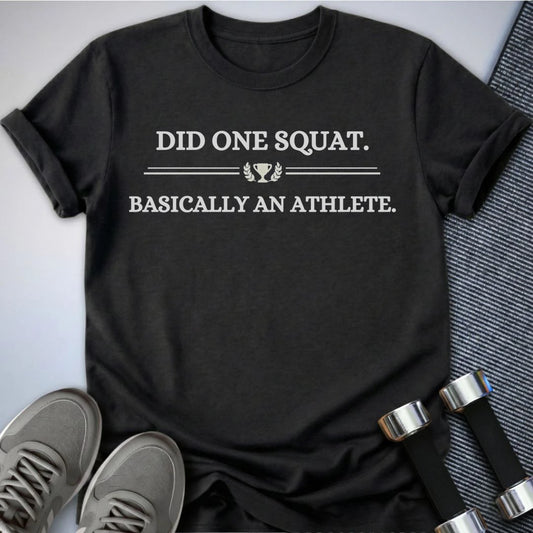Printify T-Shirt S / Dark Grey Heather Basically An Athlete T-Shirt