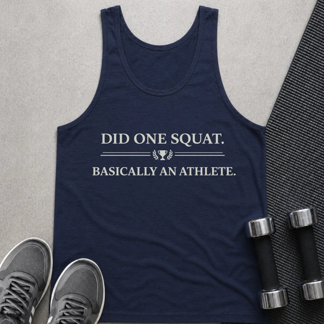 Printify Tank Top S / Navy Basically An Athlete - Tank Top