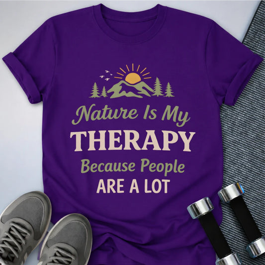 Printify T-Shirt Team Purple / S Nature is Therapy T-Shirt