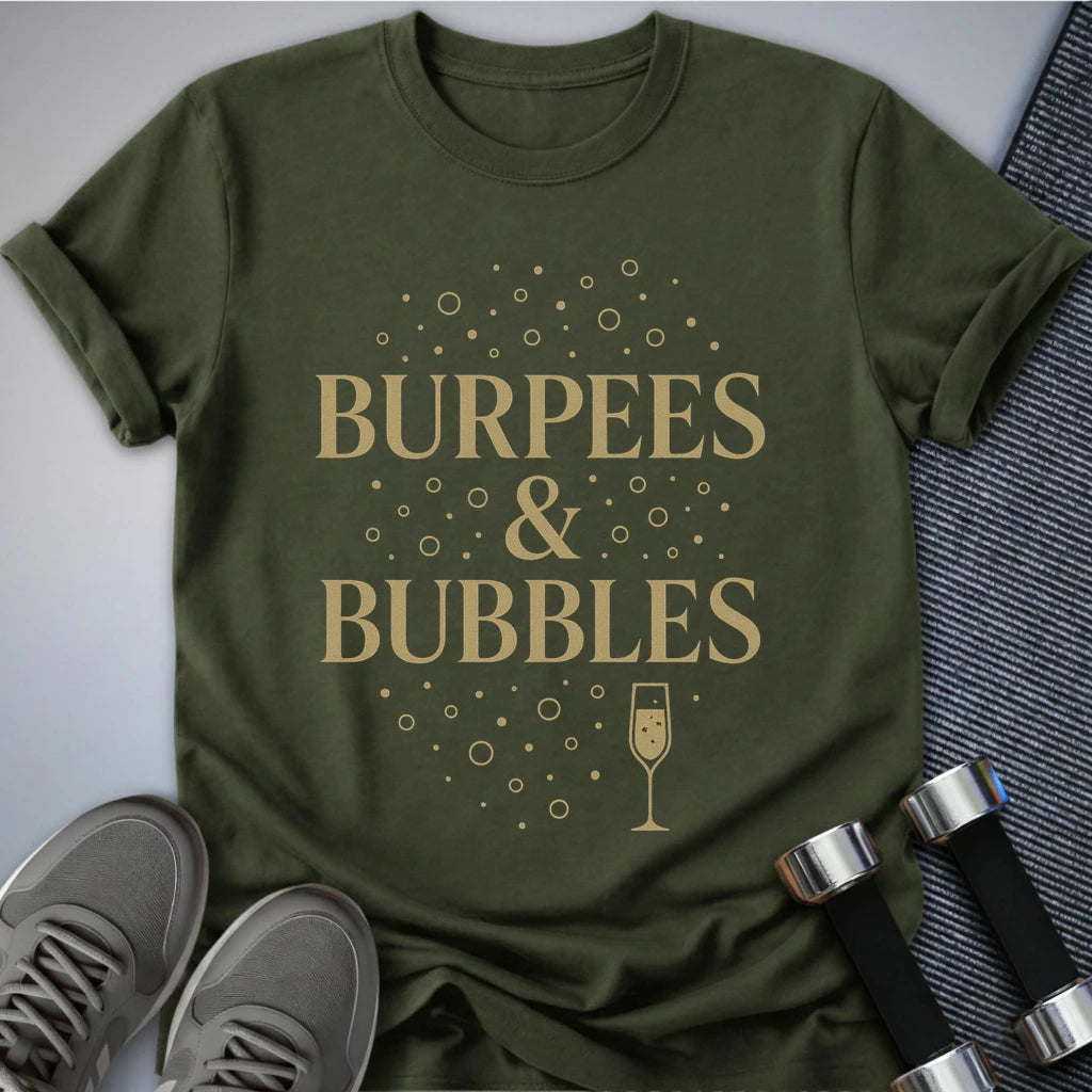 Printify T-Shirt Military Green / S Burpees & Bubbles T-Shirt