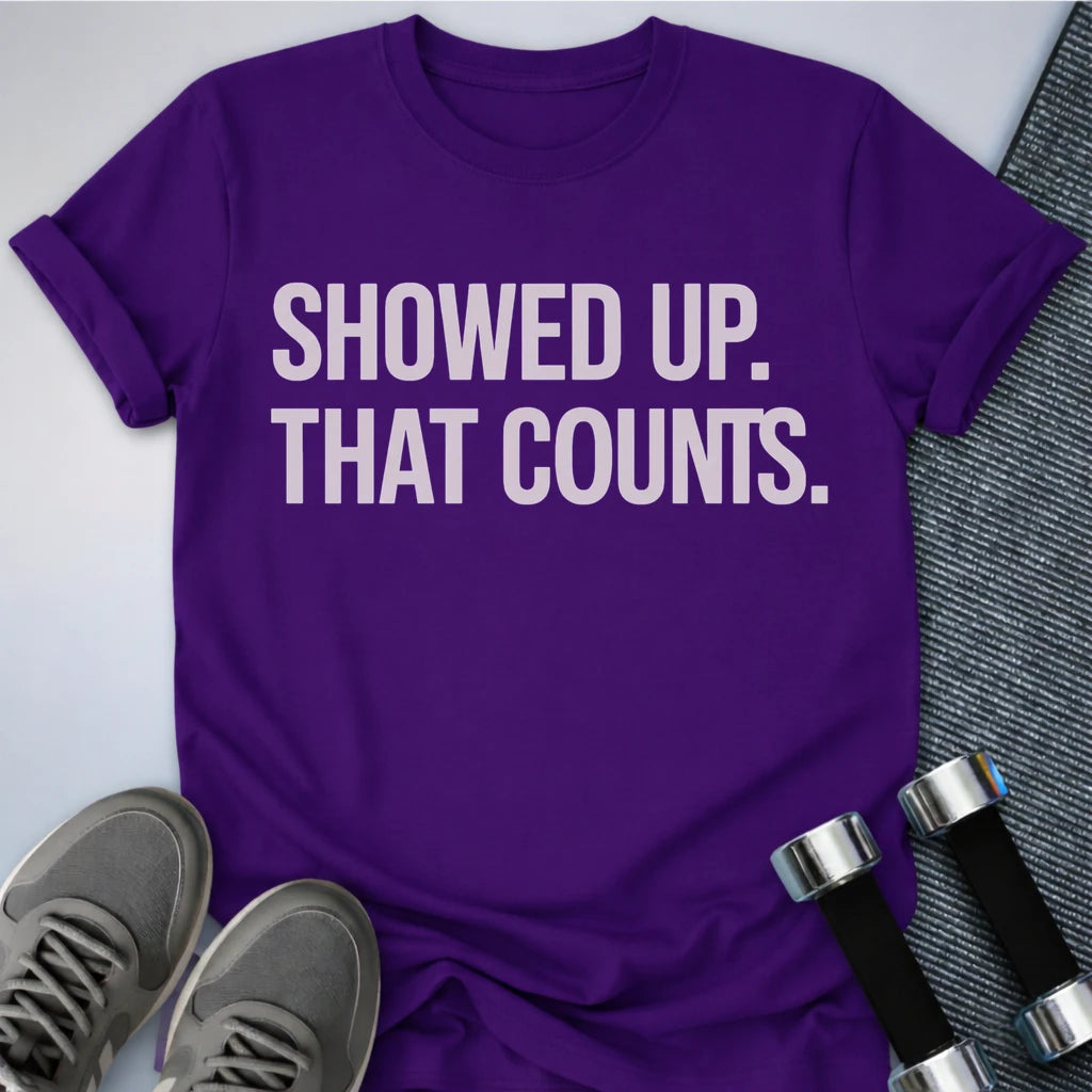 Printify T-Shirt S / Team Purple Showed Up Dark T-Shirt