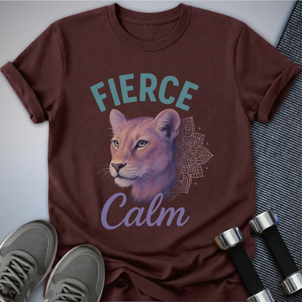 Printify T-Shirt Maroon / S Calm & Fierce T-Shirt