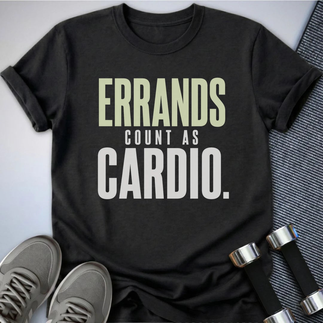 Printify T-Shirt S / Dark Grey Heather Cardio Errands T-Shirt