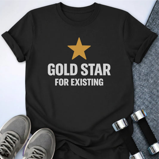 Printify T-Shirt S / Black Gold Star Existing T-Shirt
