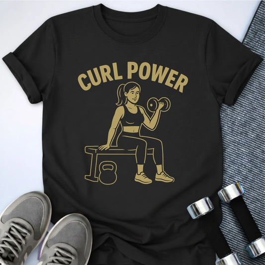 Printify T-Shirt Black / S Curl Power Fitness T-Shirt