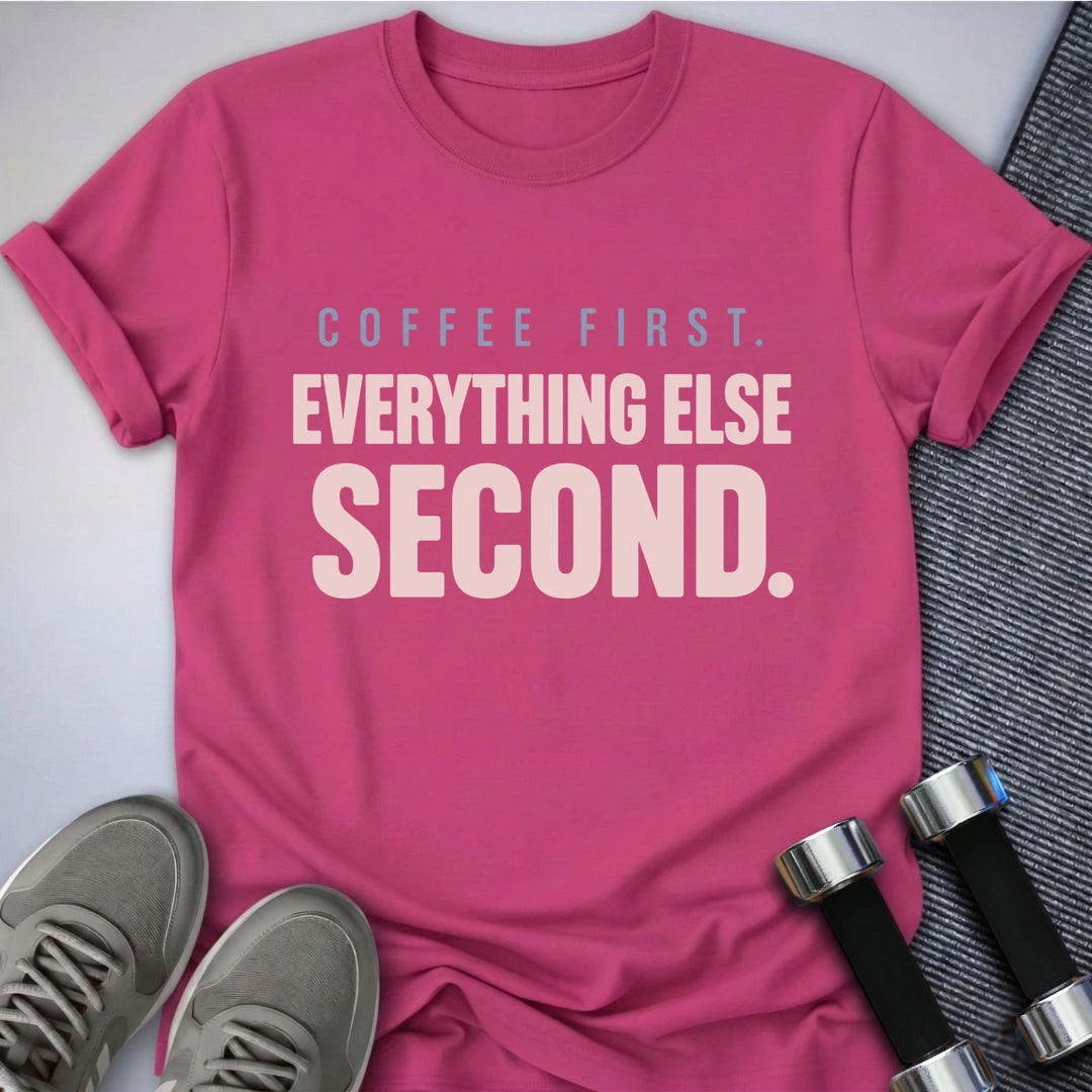 Printify T-Shirt S / Berry Coffee First T-Shirt