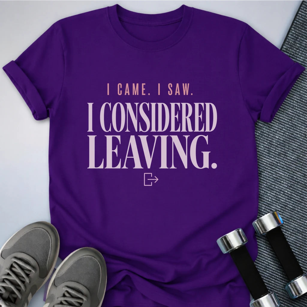 Printify T-Shirt S / Team Purple Considered Leaving T-Shirt