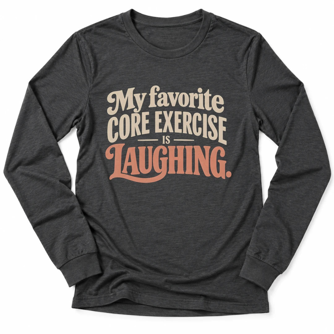 Printify Long-sleeve Dark Grey Heather / S Core Laughing Long Sleeve