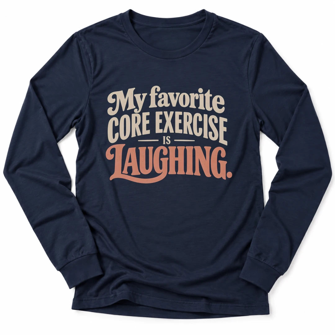 Printify Long-sleeve Navy / S Core Laughing Long Sleeve