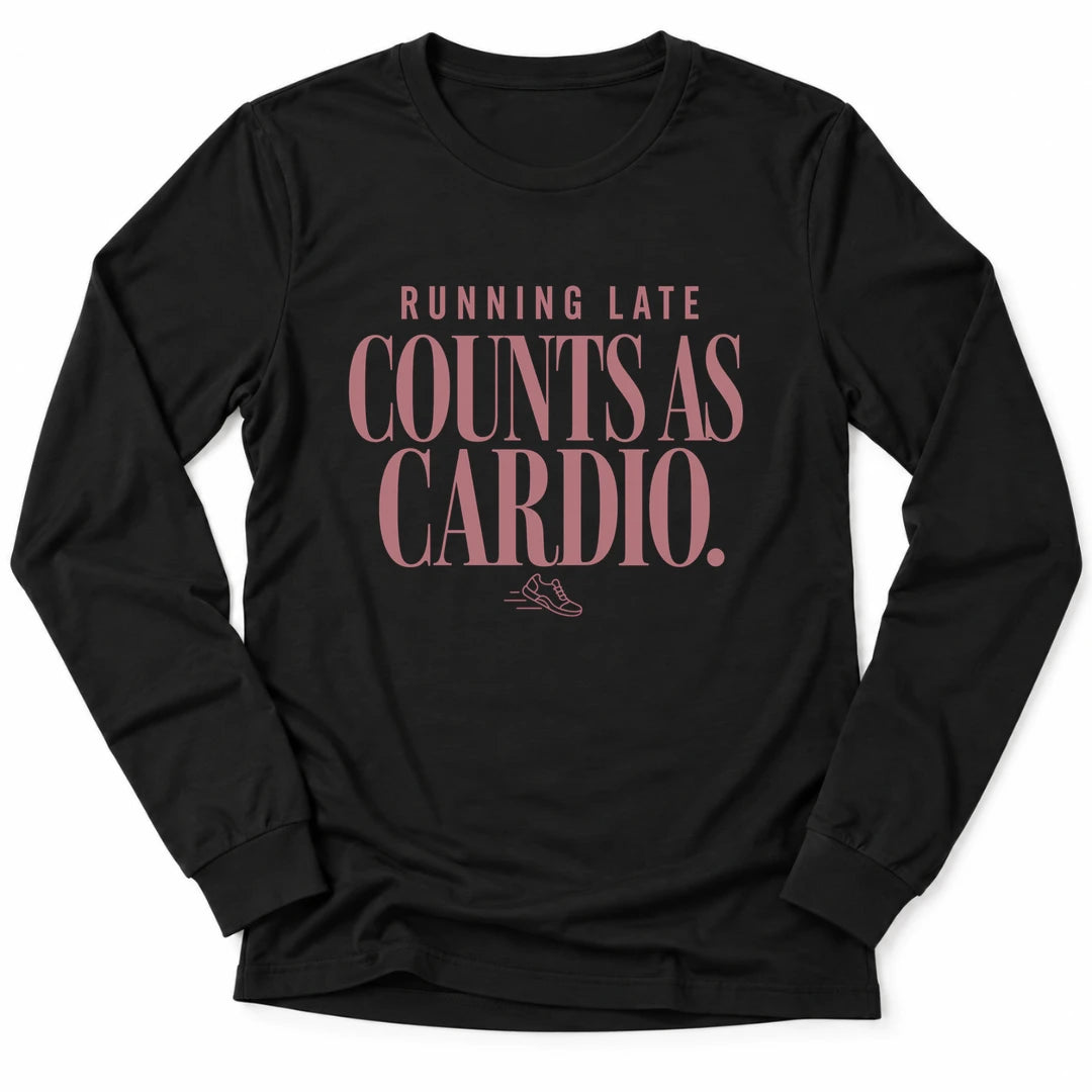 Printify Long-sleeve Black / S Counts As Cardio Long Sleeve