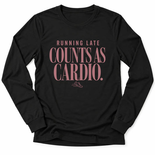 Printify Long-sleeve Black / S Counts As Cardio Long Sleeve