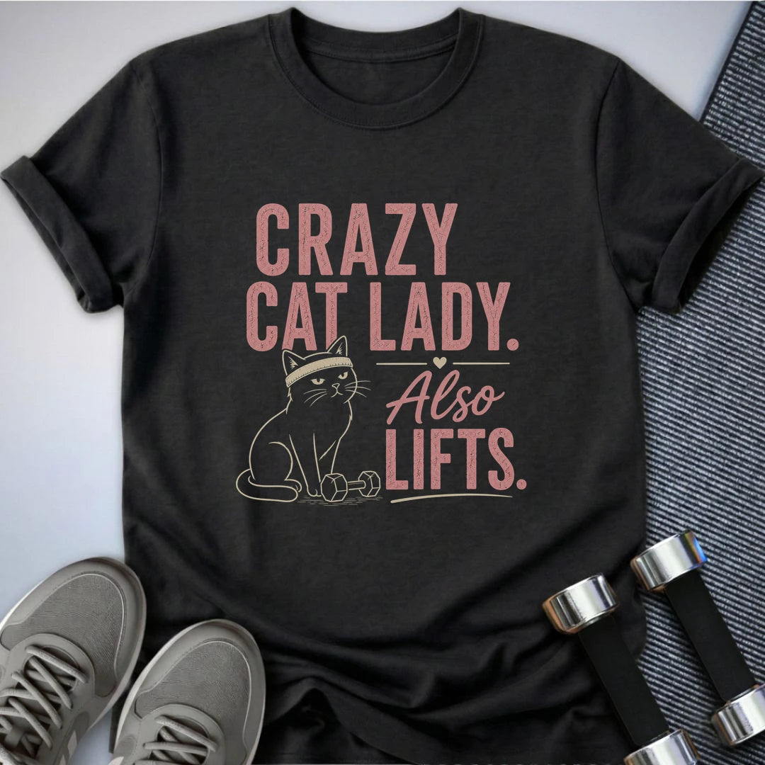 Printify T-Shirt S / Dark Grey Heather Crazy Cat Lady T-Shirt