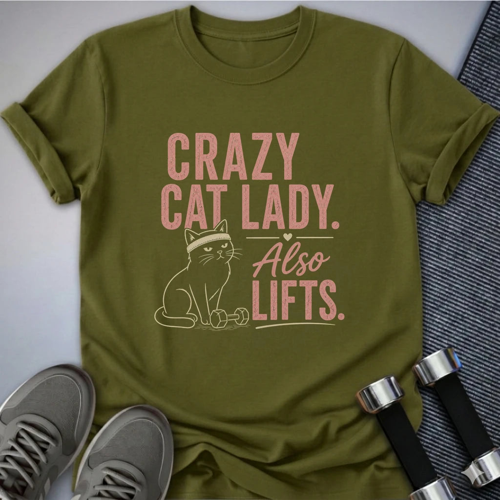 Printify T-Shirt S / Olive Crazy Cat Lady T-Shirt