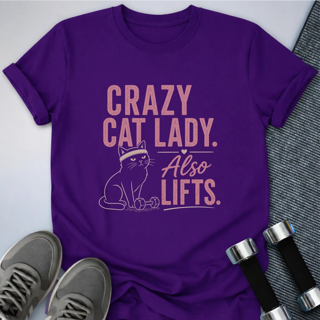 Printify T-Shirt S / Team Purple Crazy Cat Lady T-Shirt