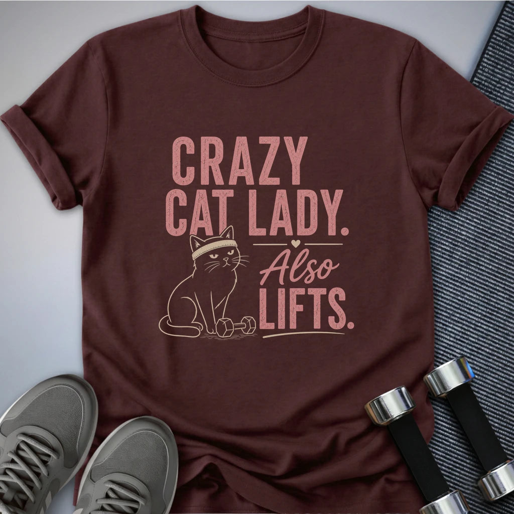 Printify T-Shirt S / Maroon Crazy Cat Lady T-Shirt