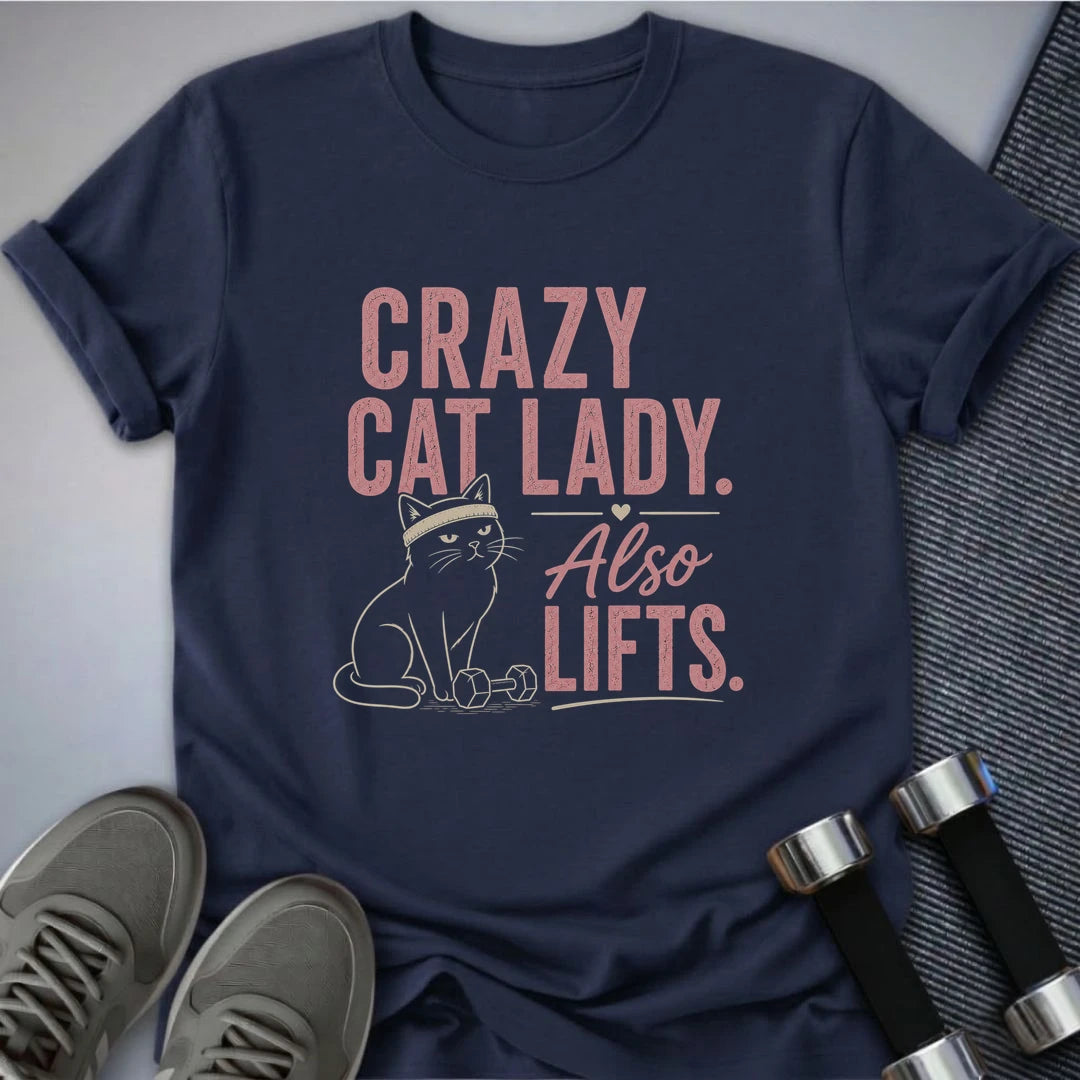 Printify T-Shirt S / Navy Crazy Cat Lady T-Shirt