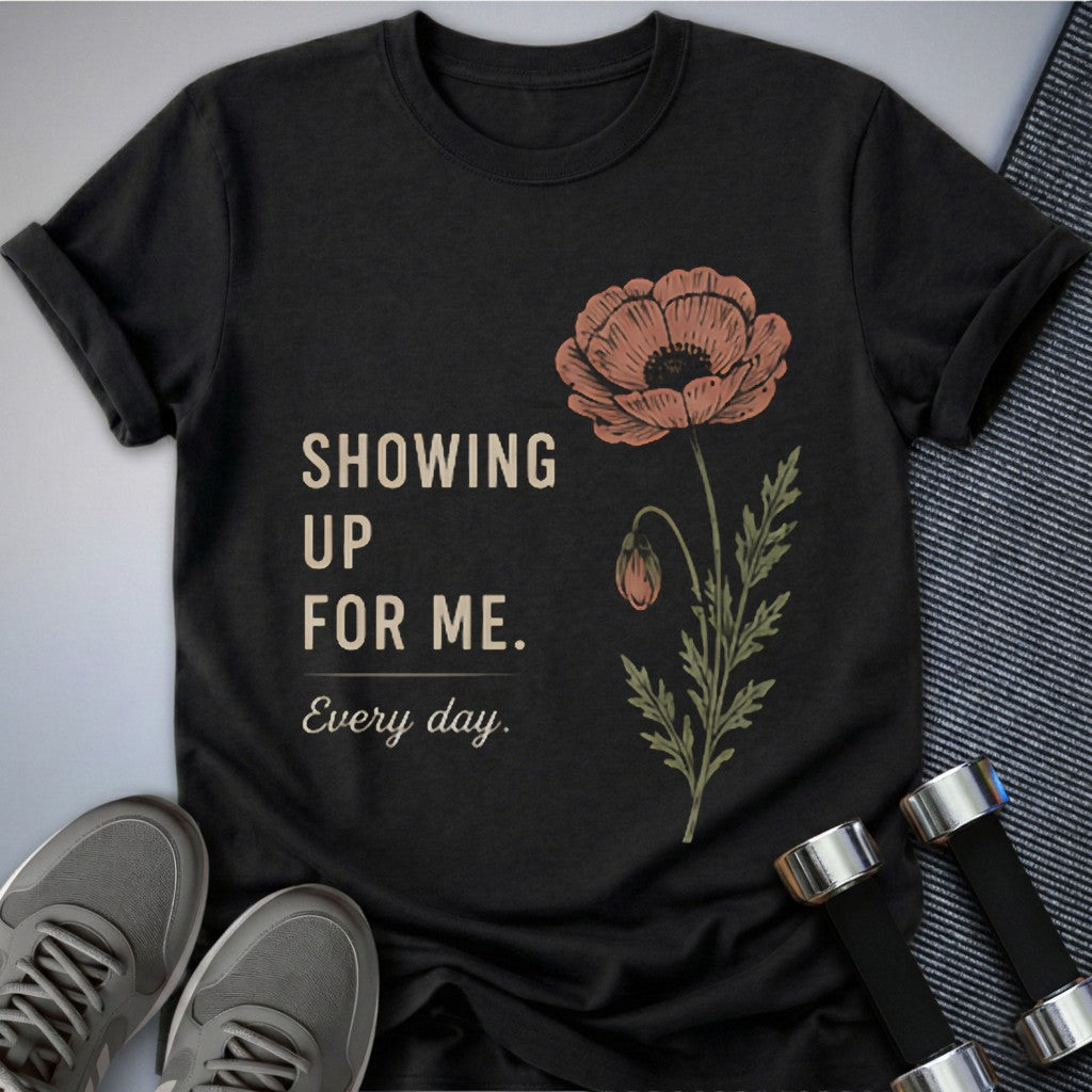 Printify T-Shirt Dark Grey Heather / S Showing Up Cute