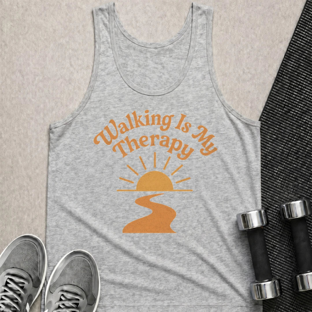 Printify Tank Top XS / Athletic Heather Walking Is Therapy - Tank Top