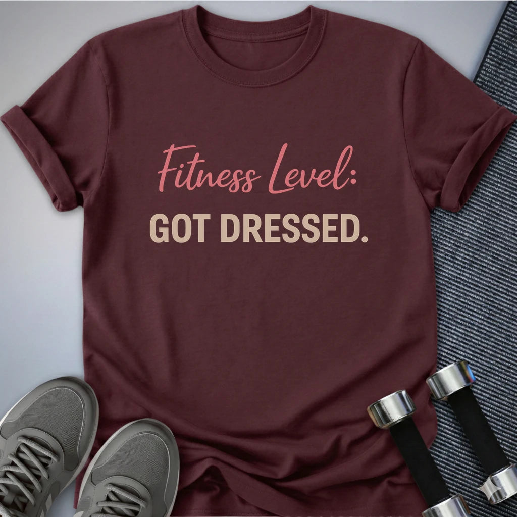 Printify T-Shirt Maroon / S Level Dressed T-Shirt