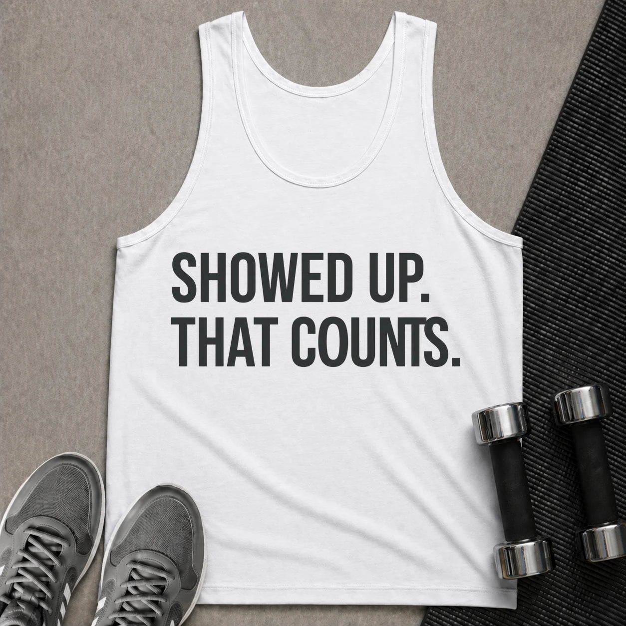 Printify Tank Top XS / White Showed Up Light - Tank Top