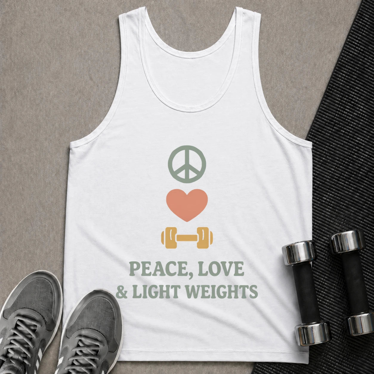 Printify Tank Top XS / White Love & Light Weights - Tank Top