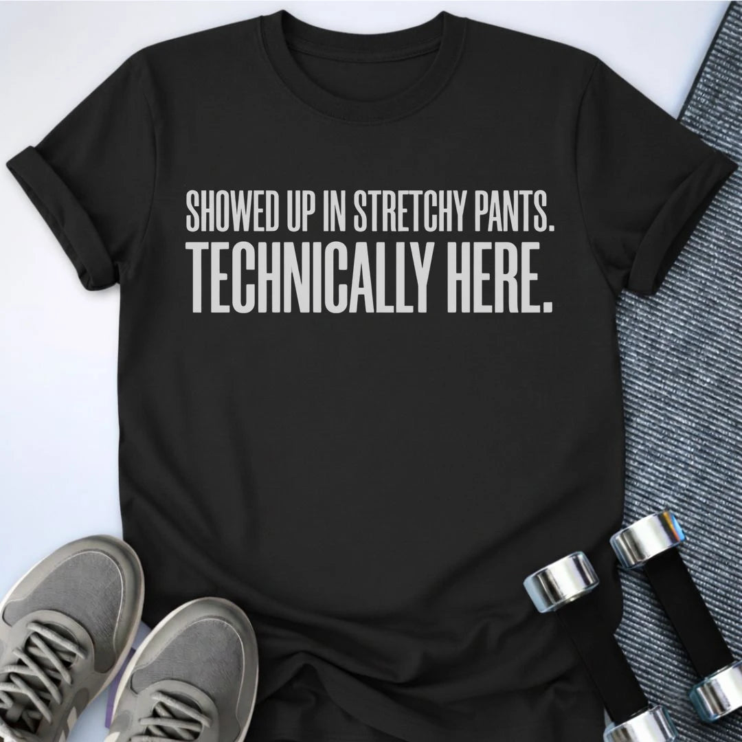 Printify T-Shirt S / Black Technically Here T-Shirt