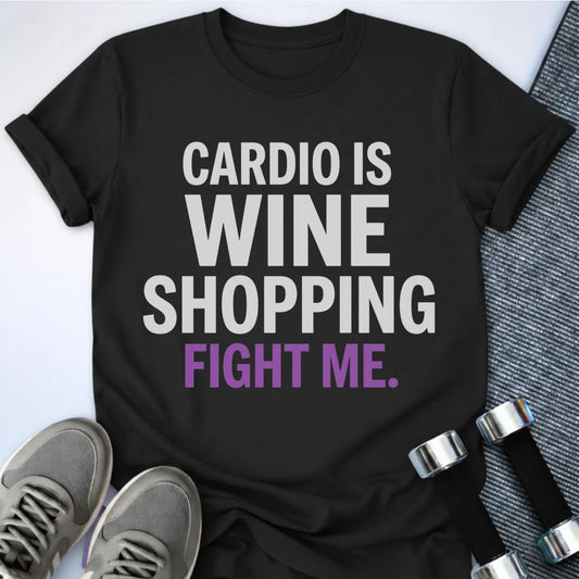 Printify T-Shirt S / Black Wine Shopping Cardio T-Shirt