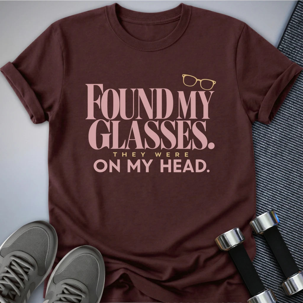 Printify T-Shirt Maroon / S Found My Glasses T-Shirt