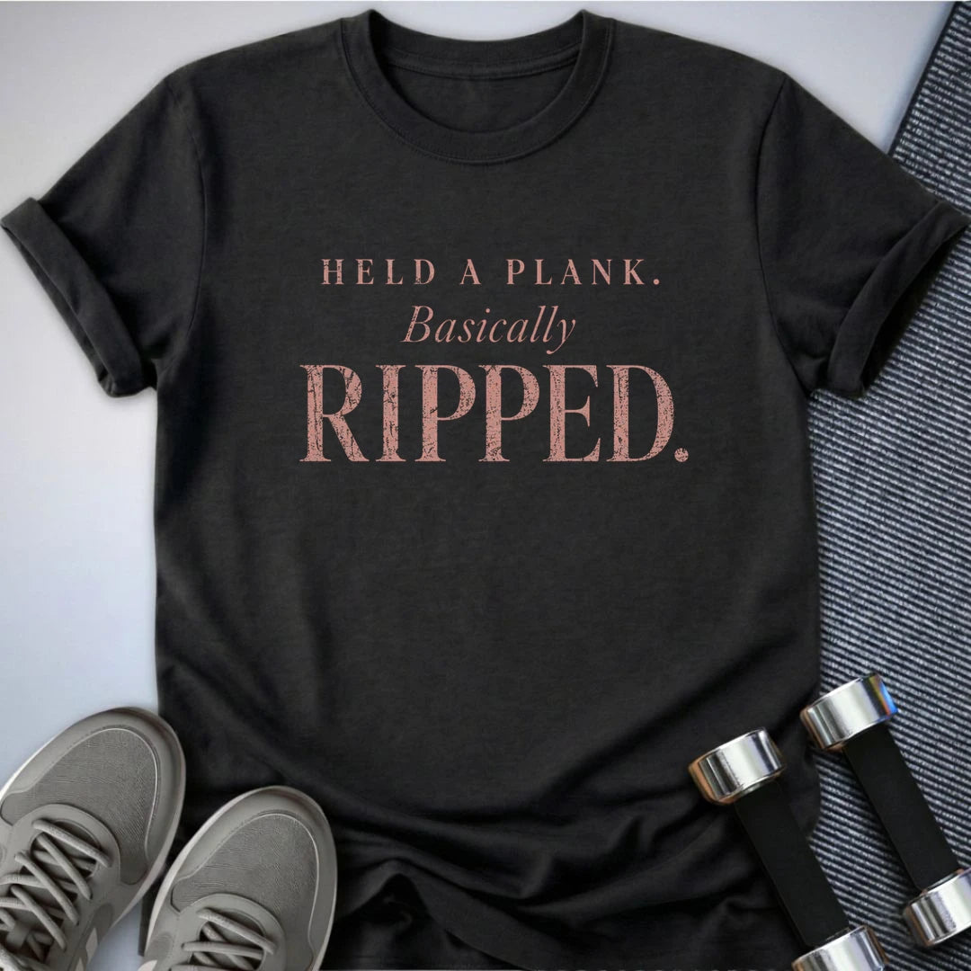 Printify T-Shirt S / Dark Grey Heather Held A Plank T-Shirt
