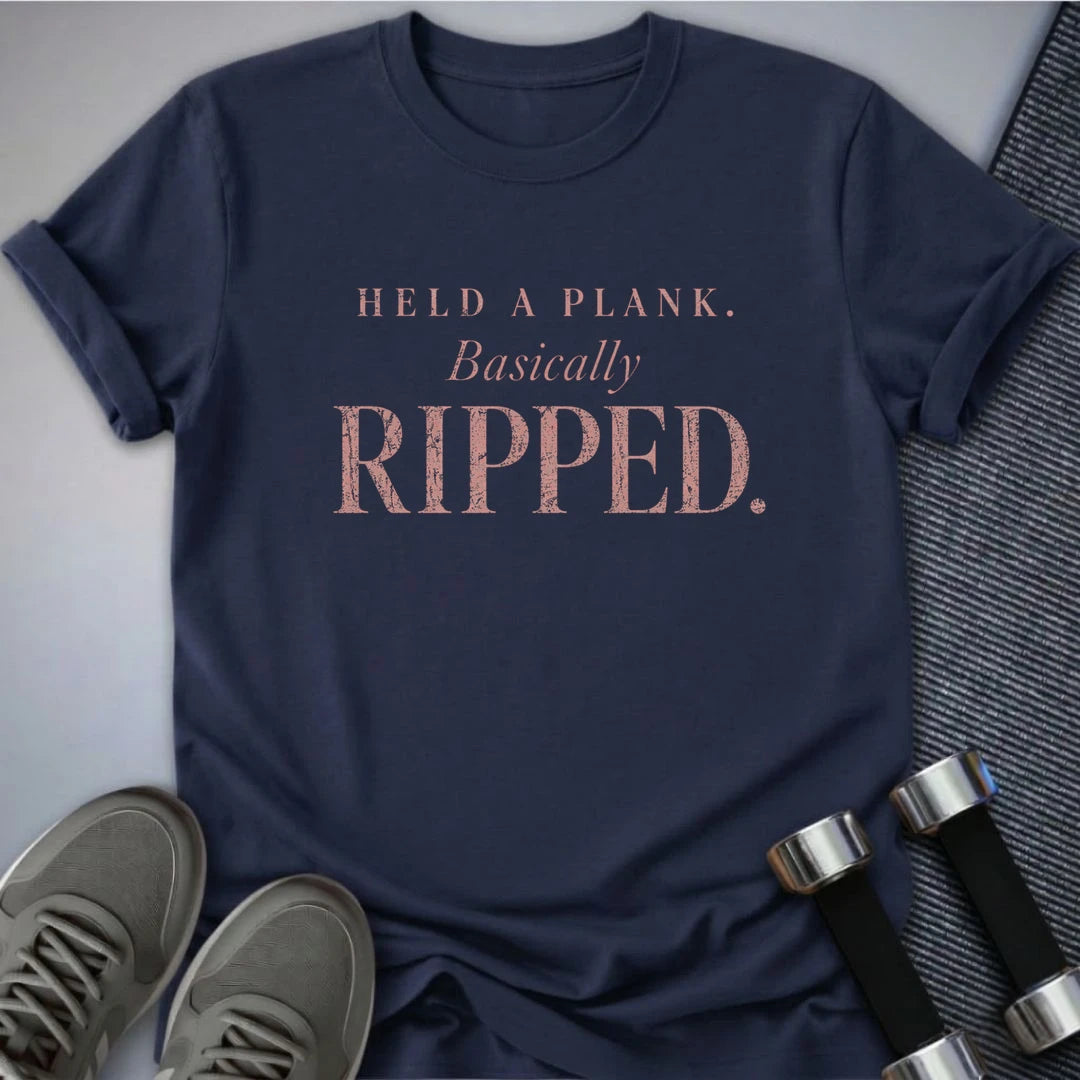 Printify T-Shirt S / Navy Held A Plank T-Shirt