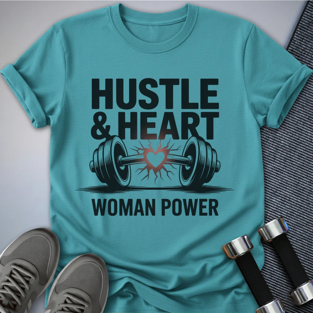 Printify T-Shirt Aqua / S Hustle and Heart T-Shirt