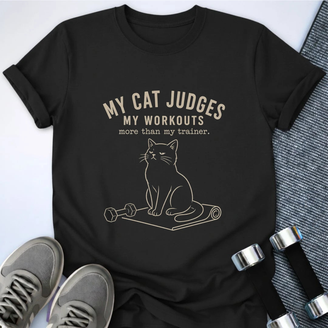 Printify T-Shirt S / Black Judgey Cat T-Shirt