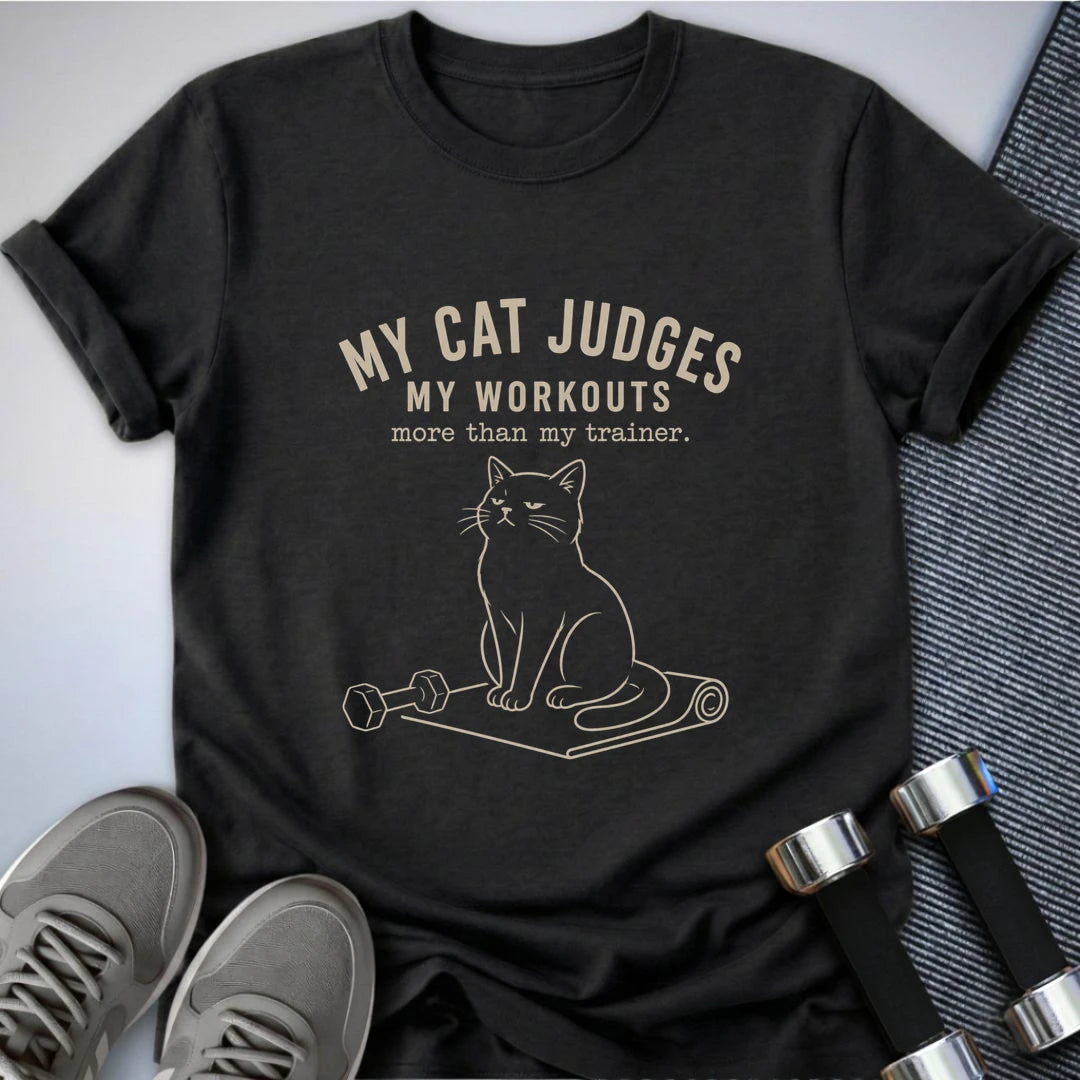 Printify T-Shirt S / Dark Grey Heather Judgey Cat T-Shirt