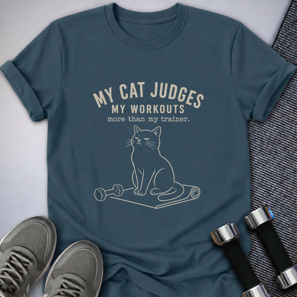 Printify T-Shirt S / Deep Teal Judgey Cat T-Shirt