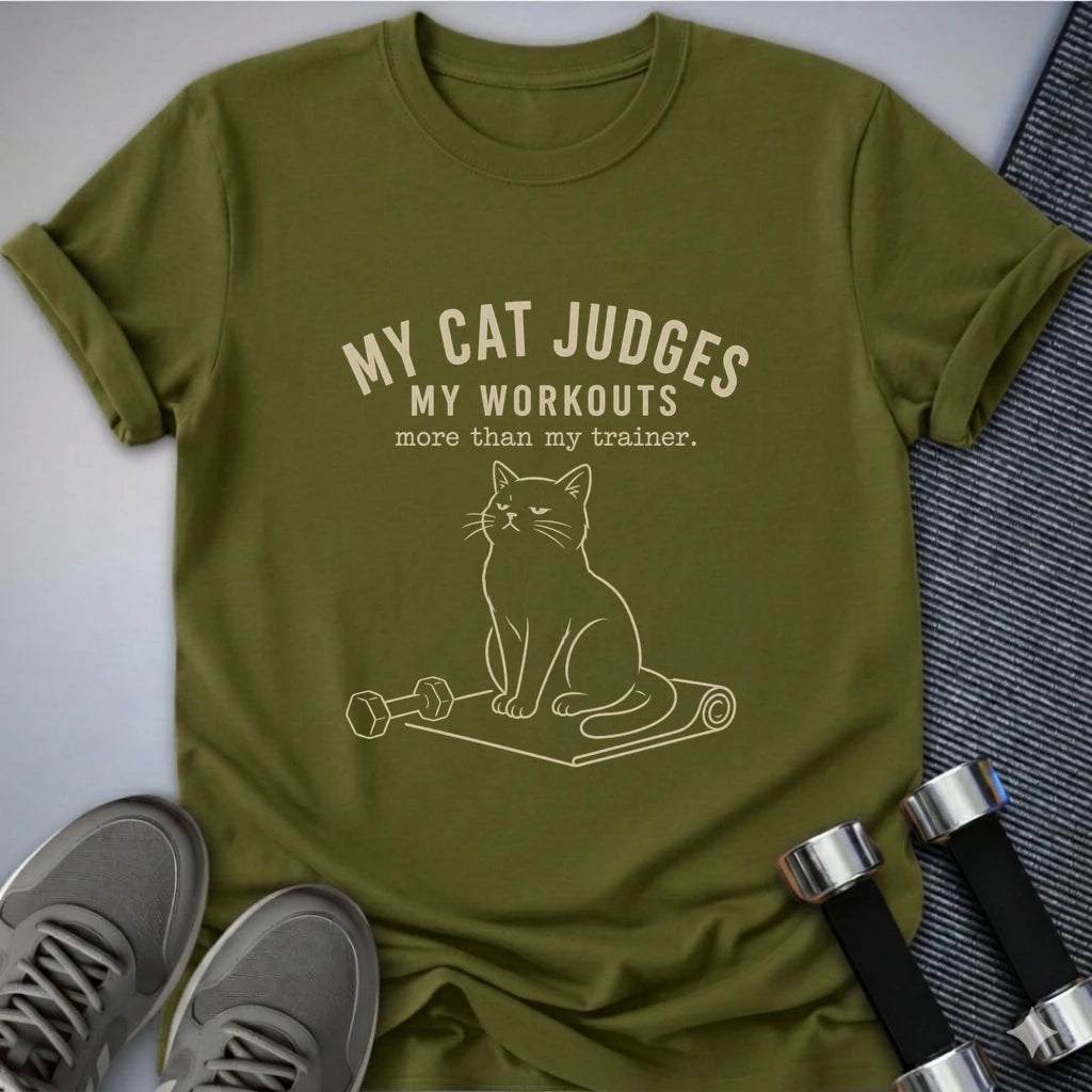 Printify T-Shirt S / Olive Judgey Cat T-Shirt