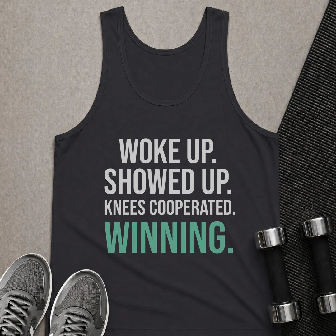 Printify Tank Top XS / Dark Grey Knees Are Winning - Tank Top