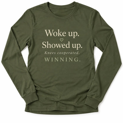 Printify Long-sleeve Military Green / M Knees Winning Soft Long Sleeve